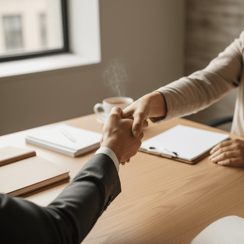 Thoughtful consultation moment between behavior analyst and client in Tampa office